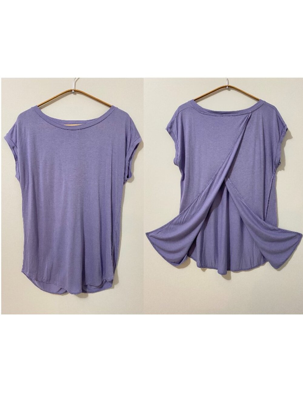 Wilfred Aritzia Lilac Split Back Crossover T-Shirt Top Cap Sleeves Soft Staple
